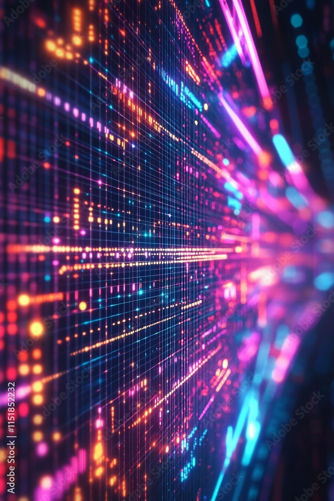 Poster dynamic abstract background featuring vibrant data waves in motion. generative ai