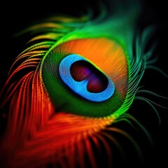 Obraz premium ,peacock feather on transparent background, peacock feather close up, close up of feather , 