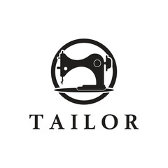 Tailor logo icon illustration template combination of buttons for clothes, thread and sewing machine, for clothing product design