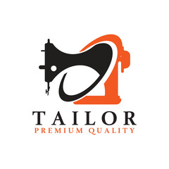 Tailor logo icon illustration template combination of buttons for clothes, thread and sewing machine, for clothing product design