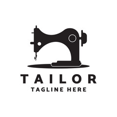 Tailor logo icon illustration template combination of buttons for clothes, thread and sewing machine, for clothing product design