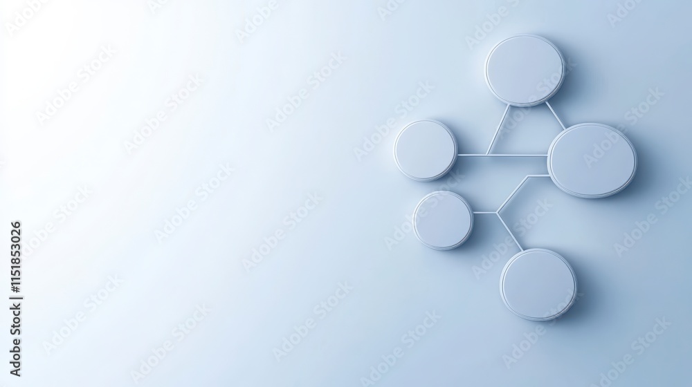 Poster a minimalist diagram featuring interconnected circles on a soft blue background, symbolizing network