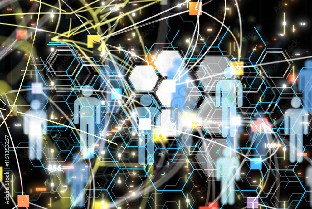 Poster abstract technology geometric and data