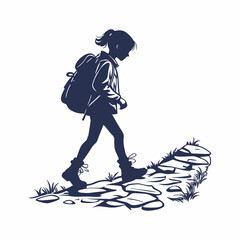 Girl hiker silhouette