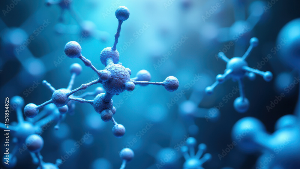 Poster an electron microscopic view of a cluster of semaglutide molecules.