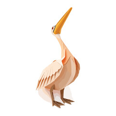 Vector illustration of a cartoon animation of pelican, painted in watercolor, isolated on a white background, pelican animation
