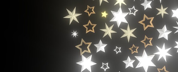 Christmas Star Plummet: Astonishing 3D Illustration Depicting Falling Holiday Stardust
