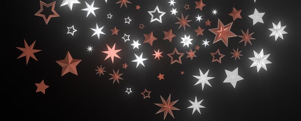 Twinkling Christmas Trail: Exquisite 3D Illustration of Falling Festive Starry Traces