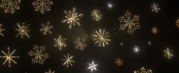 Falling snow at night. Bokeh lights