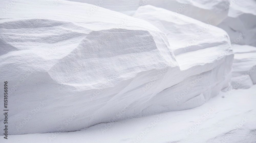 Poster a close-up view of a smooth, white rock formation, emphasizing its texture and subtle contours again