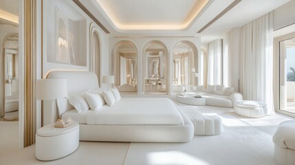 Serene White Master Bedroom Suite: Luxurious Coastal Design