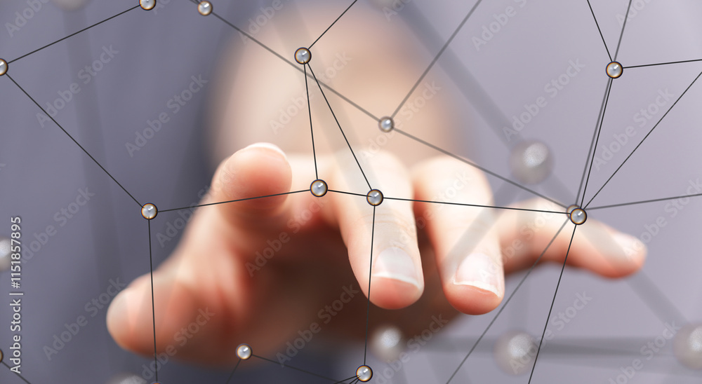 Poster touch futuristic wave, futuristic data stream