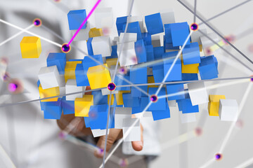 Business intelligence analyst dashboard on virtual - 3d