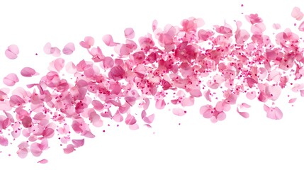 Pink flower petals falling in a gentle stream