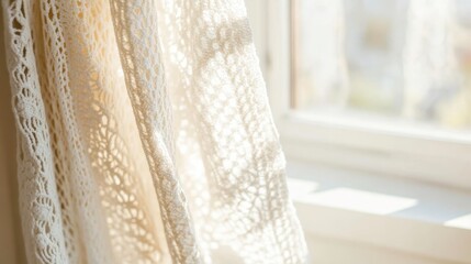Soft Lace Curtains in Sunlit Window