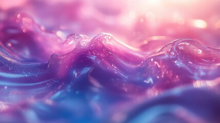 Abstract close-up of vibrant purple and blue liquid with wave-like texture and shimmering particles.