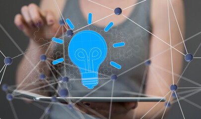 Neural network 3D illustration. Big data and cybersecurity