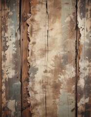 Torn poster on weathered wood, faded colors, distressed paper, distressed, backgrounds, plank