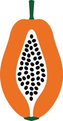 Cut papaya vector art on white background