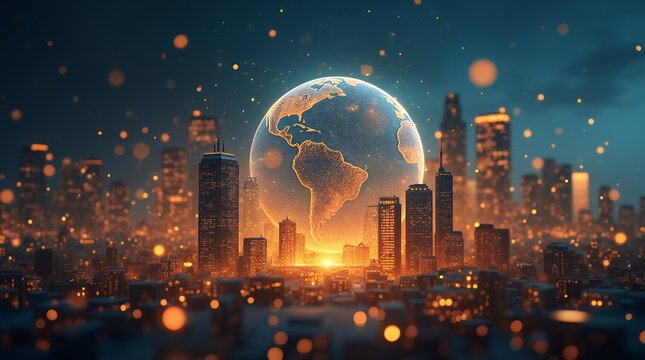 Global Cityscape: A Futuristic Vision of Urban Connectivity and Global Interdependence