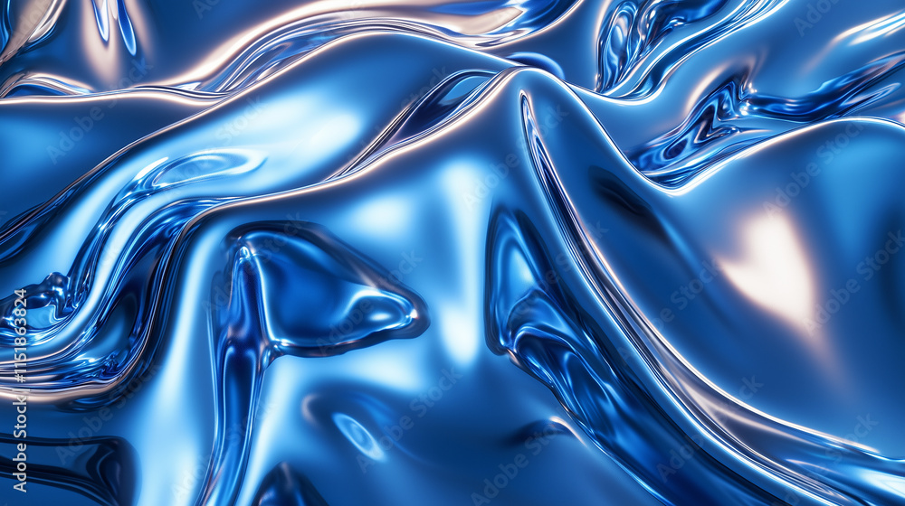 Poster fluid blue texture background abstract art digital design smooth surface close-up view vibrant conce