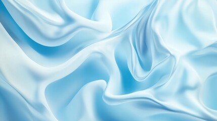 Obraz premium Soft blue satin fabric with gentle folds and fluid curves catching the light in an elegant display of texture and color