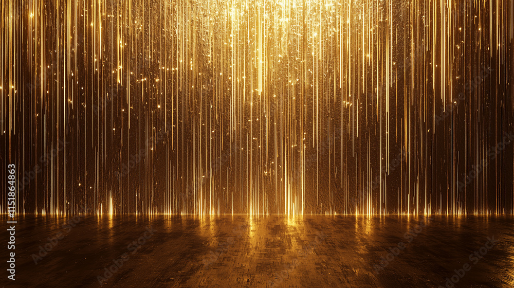 Poster golden texture background shimmering light effects abstract art studio setting close-up view elegant