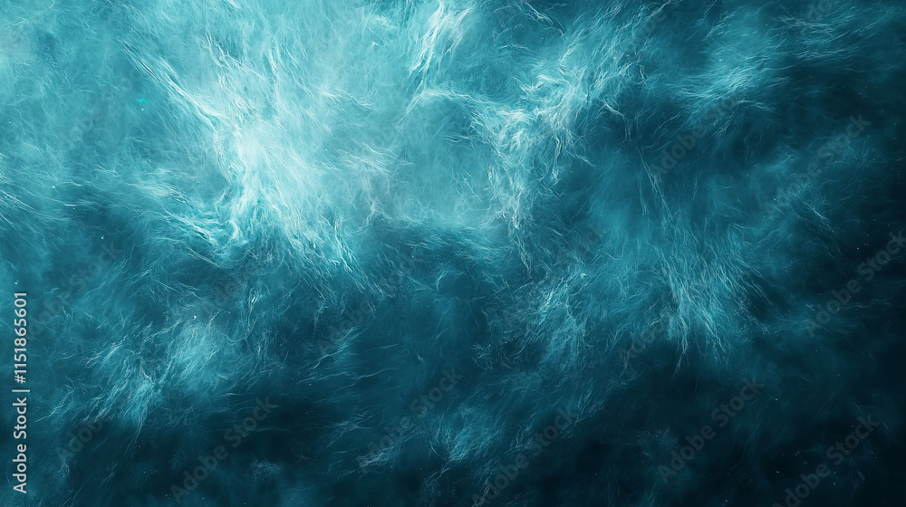 Poster abstract underwater texture with shades of turquoise and dark blue, creating a tranquil and mysterio