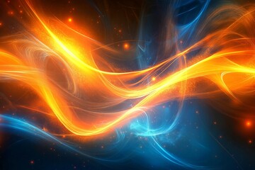 Vibrant Abstract Digital Energy Field with Flowing Light and Particles