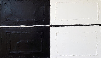 Abstract black and white textured painting, minimalist art piece, copy space