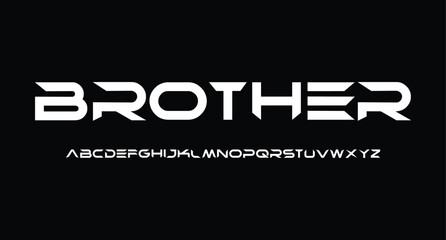 futuristic font, thin wide alphabet. High tech typeset for headline and logo of hud, ai, data science graphic, sci-fi, science and medical technology, digital interface. Vector typography