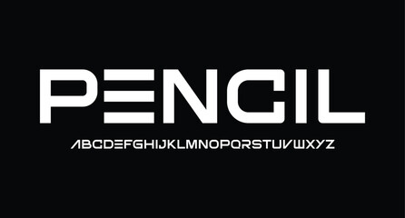 futuristic minimalist display font design, alphabet, typeface, letters and numbers, typography.