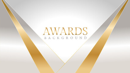 Awards background with gold and silver ribbons, perfect for ceremonies, certificates, presentations, and promotions. Modern and luxurious design exuding prestige and professionalism