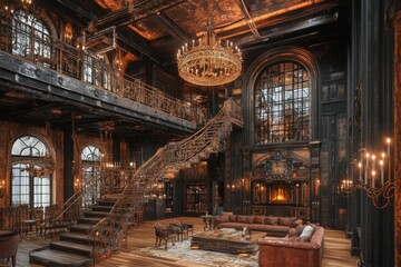 Obraz premium Luxurious Steampunk Mansion Interior