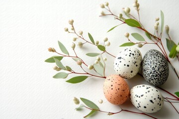 Fototapeta premium Easter Eggs with Eucalyptus Branches