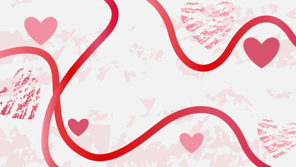 Valentine day greeting banner background with love and red lines shapes on white background. Happy valentine's day celebration concept design