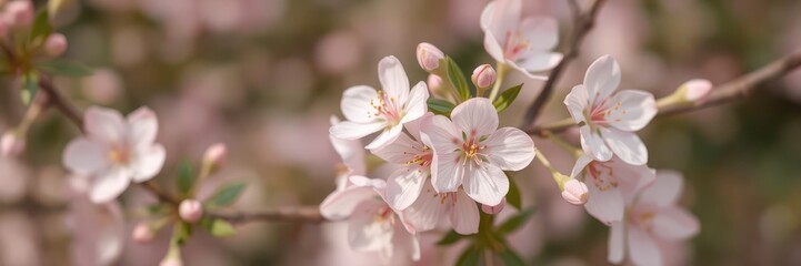 Obraz premium Delicate pink blossoms, soft focus, floral backdrop, garden, botany, wallpaper