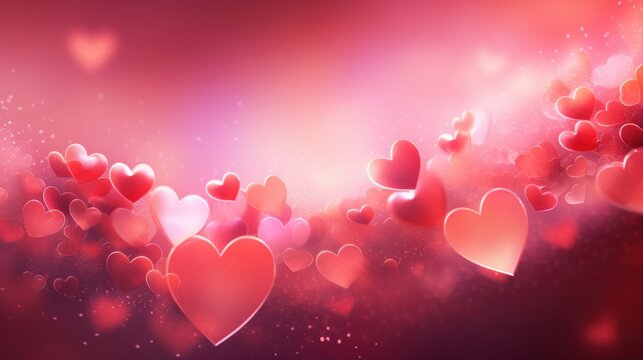 photograph of A seamless loop of animated heart patterns and sparkles in red and pink tones, set against a glowing gradient for continuous playback.