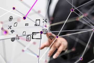 Futuristic in Industry 4.0 and business virtual diagram - 3d