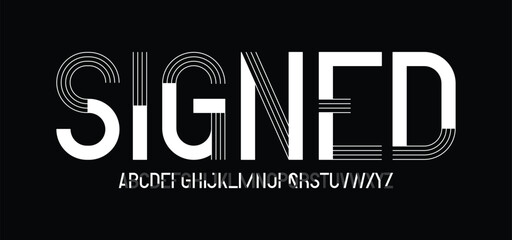 Futuristic alphabet design, character set, typography, letters and numbers. Vector illustration
