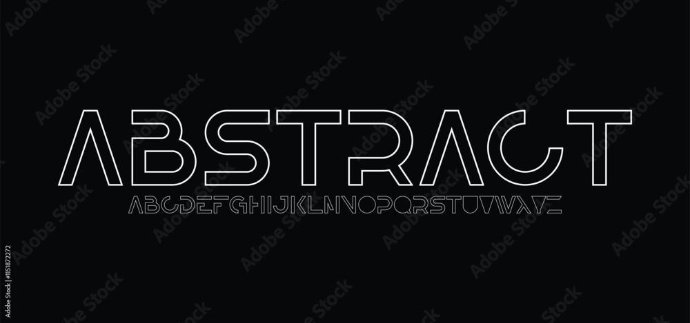 Poster 37creative outline double line monogram alphabet and tech fonts. lines font regular uppercase and lo