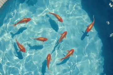 Orange Koi Fish Swimming in a Pool