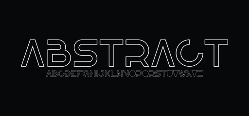 37Creative Outline Double line monogram alphabet and tech fonts. Lines font regular uppercase and lowercase. Vector illustration.
