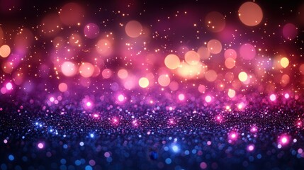 Fototapeta premium Abstract bokeh background with pink, purple, and blue glitter.