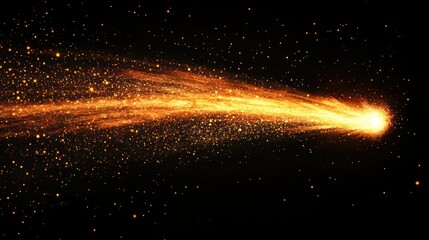 Obraz premium A glowing ember scattering sparks as it burns, with shimmering particles fading into the blackness