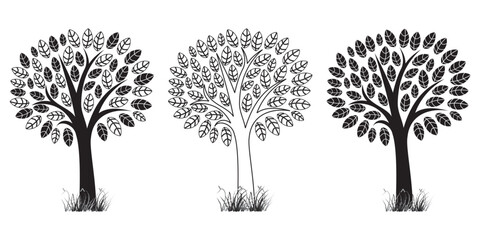 Obraz premium Stylized Trees with Unique Leaf Patterns.