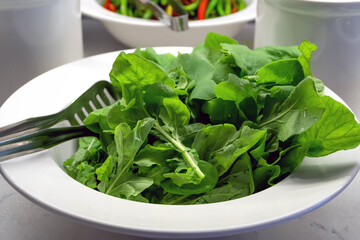 Fresh Spinach Leaves in a Large Bowl