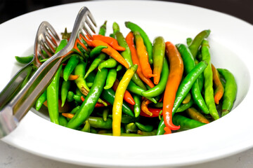 Fresh Red and Green Chili Peppers