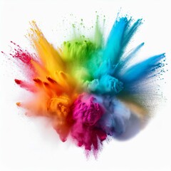 Bright Rainbow Holi Powder Explosion on Clear Backdrop Generated image