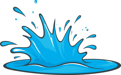 high speedy cartoon blue water splash on white background